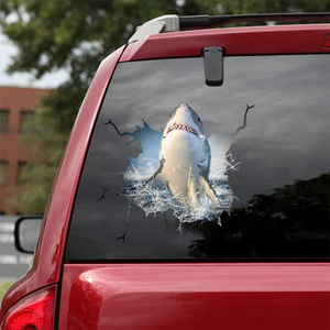 [sk0196-snf-hnd] Funny Sharks Crack Animal Car Sticker Lover - Camellia Print