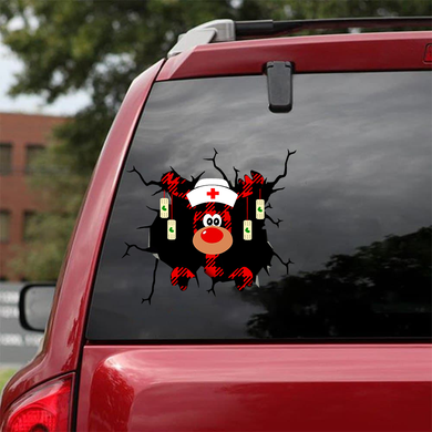 [sk0143-snf-tnt]Funny deer nurse Sticker Lover - Camellia Print