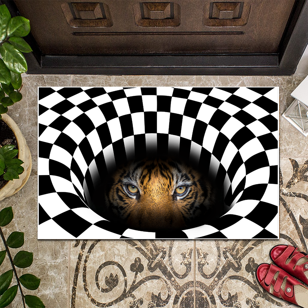 [sk0160-dom-hnd] Doormat Tiger Decorate The HOUSE - Camellia Print