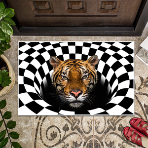 [sk0162-dom-hnd] Doormat Tiger Decorate The HOUSE - Camellia Print