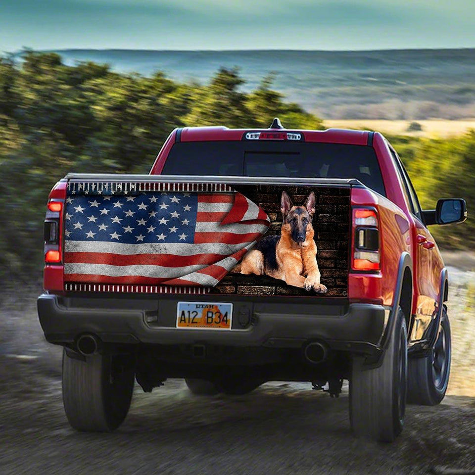 German Shepherd American truck Tailgate Decal Sticker Wrap Tailgate Wrap Decals For Trucks