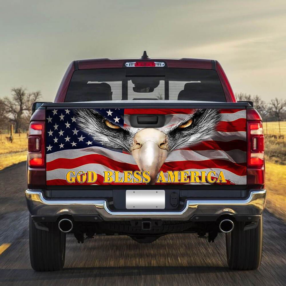 God Bless America Eagle Patriotic truck Tailgate Decal Sticker Wrap Tailgate Wrap Decals For Trucks