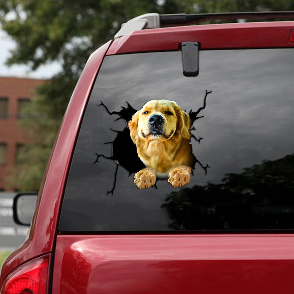 [th0771-snf-tpa]-golden-retriver-crack-car-sticker-dogs-lover