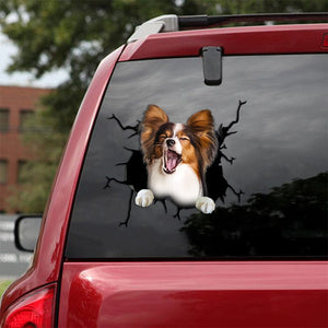 [th0759-snf-tpa]-papillon-crack-car-sticker-dogs-lover