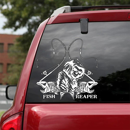 [sk0218-snf-hnd] Fish reaper Car Sticker Lover - Camellia Print