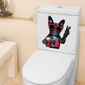 [sk0204-snf-hnd] Funny French Bulldog Toilet Sticker Lover - Camellia Print
