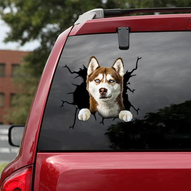 [th0789-snf-tpa]-siberian-husky-crack-car-sticker-dogs-lover