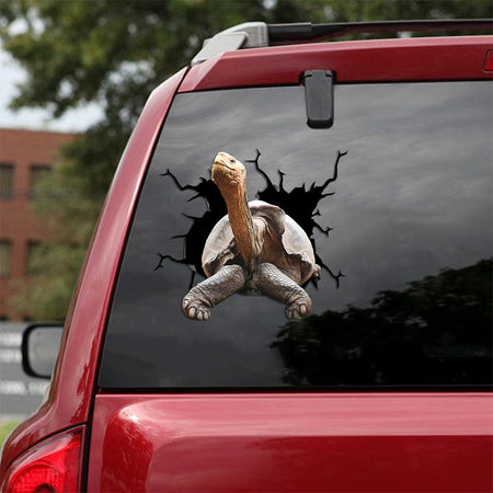 [th0791-snf-tpa]-giant-tortoise-crack-car-sticker-animals-lover