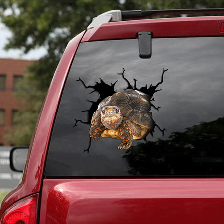 [th0792-snf-tpa]-giant-tortoise-crack-car-sticker-animals-lover