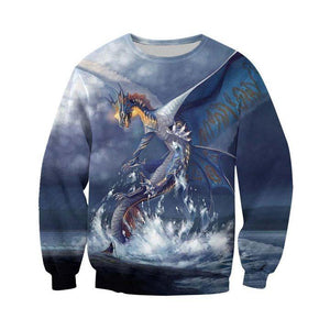 3D ALL OVER PRINTED BLUE DRAGON HOODIE