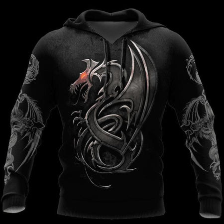 3D ARMOR TATTOO AND DUNGEON DRAGON HOODIE HAC130102