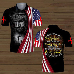 I BELIEVE IN GOD OUR FATHER I BELIEVE IN CHRIST THE SON I BELIEVE IN THE HOLY SPIRIT OUR GOD IS THREE IN ONE ALL OVER PRINTED SHIRTS DH01042104