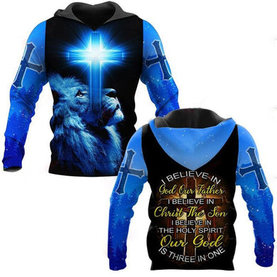 I BELIEVE IN GOD OUR FATHER I BELIEVE IN CHRIST THE SON I BELIEVE IN THE HOLY SPIRIT OUR GOD IS THREE IN ONE ALL OVER PRINTED SHIRTS DH01042107