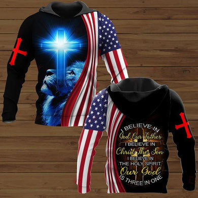 I BELIEVE IN GOD OUR FATHER I BELIEVE IN CHRIST THE SON I BELIEVE IN THE HOLY SPIRIT OUR GOD IS THREE IN ONE ALL OVER PRINTED SHIRTS DH01042101