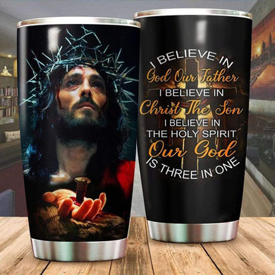 I BELIEVE IN GOD ALL OVER PRINTED TUMBLER