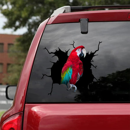 [da0325-snf-tnt]-green-winged-macaw-crack-car-sticker-birds-lover