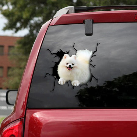 [th0372-snf-tpa]-american-eskimo-crack-car-sticker-dogs-lover