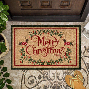 [sk0331-dom-tpa] Doormat Dachshund Christmas dogs lover decorate the house - Camellia Print