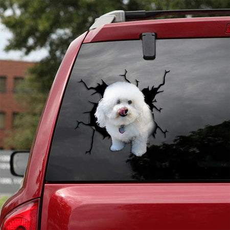 [th0497-snf-tpa]-bichon-frise-crack-car-sticker-dogs-lover