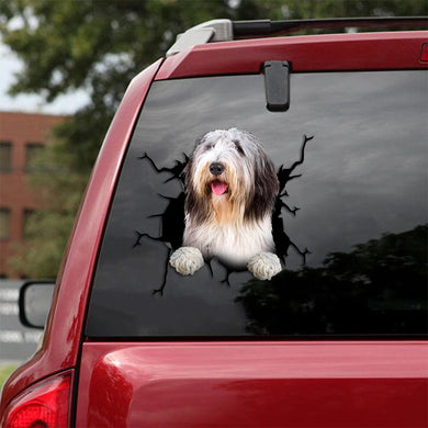 [th0488-snf-tpa]-old-english-sheepdog-crack-car-sticker-dogs-lover