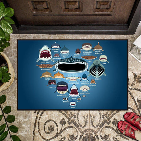 [sk0424-dom-tnt] Doormat Sharks Decorate The HOUSE - Camellia Print