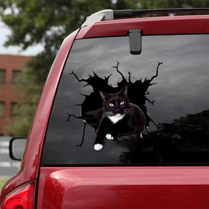 [bv0008-snf-ptd]-tuxedo-cat-crack-sticker-cats-lover