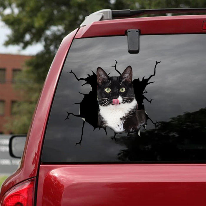 [bv0010-snf-ptd]-tuxedo-cat-crack-sticker-cats-lover