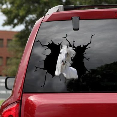 [sk1071-snf-lad]-horse-crack-sticker-animals-lover