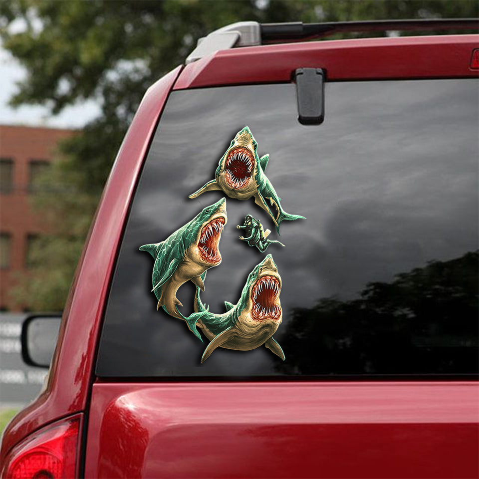 [sk1048-snf-tnt]-shark-crack-sticker-animals-lover