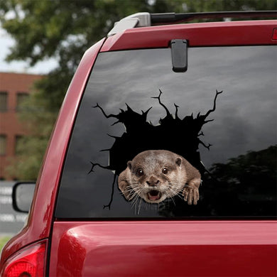 [sk1150-snf-tnt]-otter-crack-sticker-animals-lover