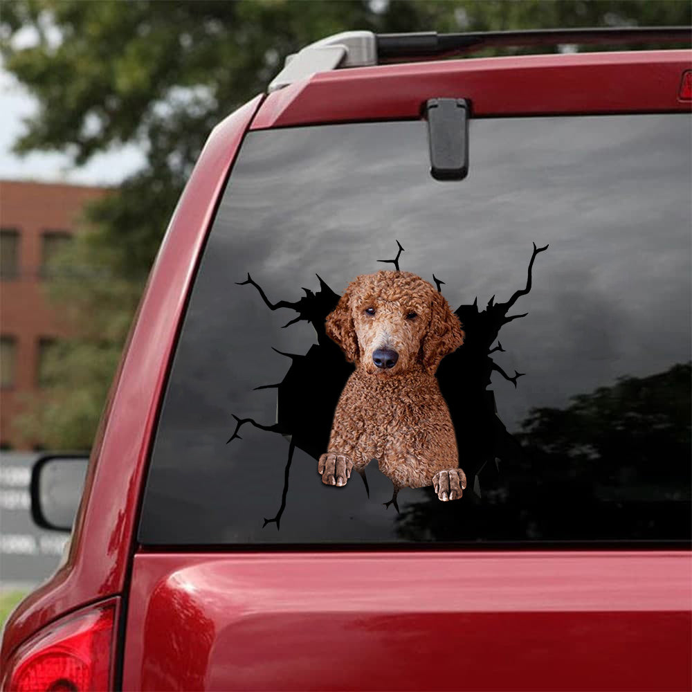 [sk1103-snf-tnt]-gold-poodle-crack-car-sticker-dogs-lover