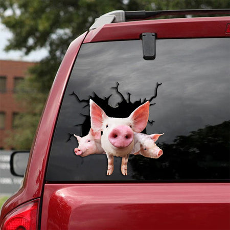 [sk1097-snf-tpa]-pig-crack-sticker-animals-lover