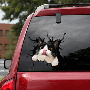 [sk1085-snf-tpa]-funny-tuxedo-cat-crack-car-sticker-cats-lover