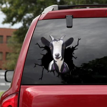 [th0070-snf-tpa]-miniature-goat-crack-car-sticker-cattle-lover