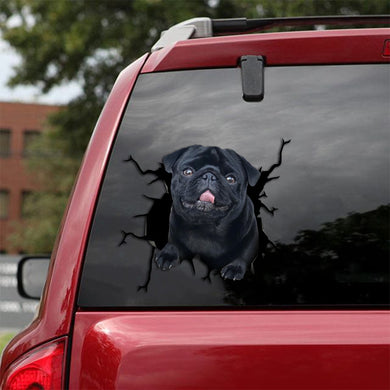 [th0077-snf-tpa]-pug-crack-car-sticker-dogs-lover