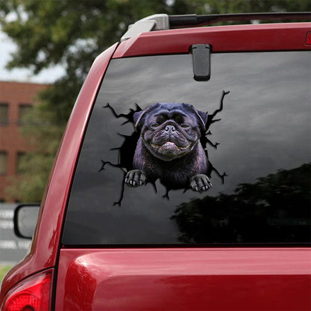[th0531-snf-pta]-pug-crack-car-sticker-dogs-lover