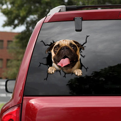 [th0533-snf-pta]-pug-crack-car-sticker-dogs-lover