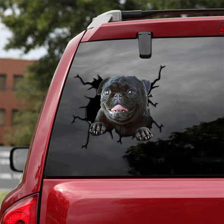 [th0534-snf-pta]-pug-crack-car-sticker-dogs-lover