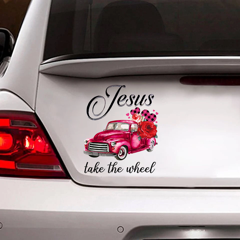 [sk0309-snf-ptd] JS take the wheel car Sticker pink Lover - Camellia Print