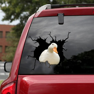 [sk1075-snf-lad]-duck-crack-sticker-animals-lover