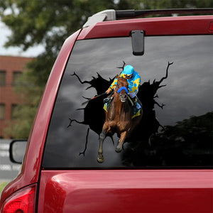 [sk1904-snf-lad]-horse-racing-crack-car-sticker-racing-lover