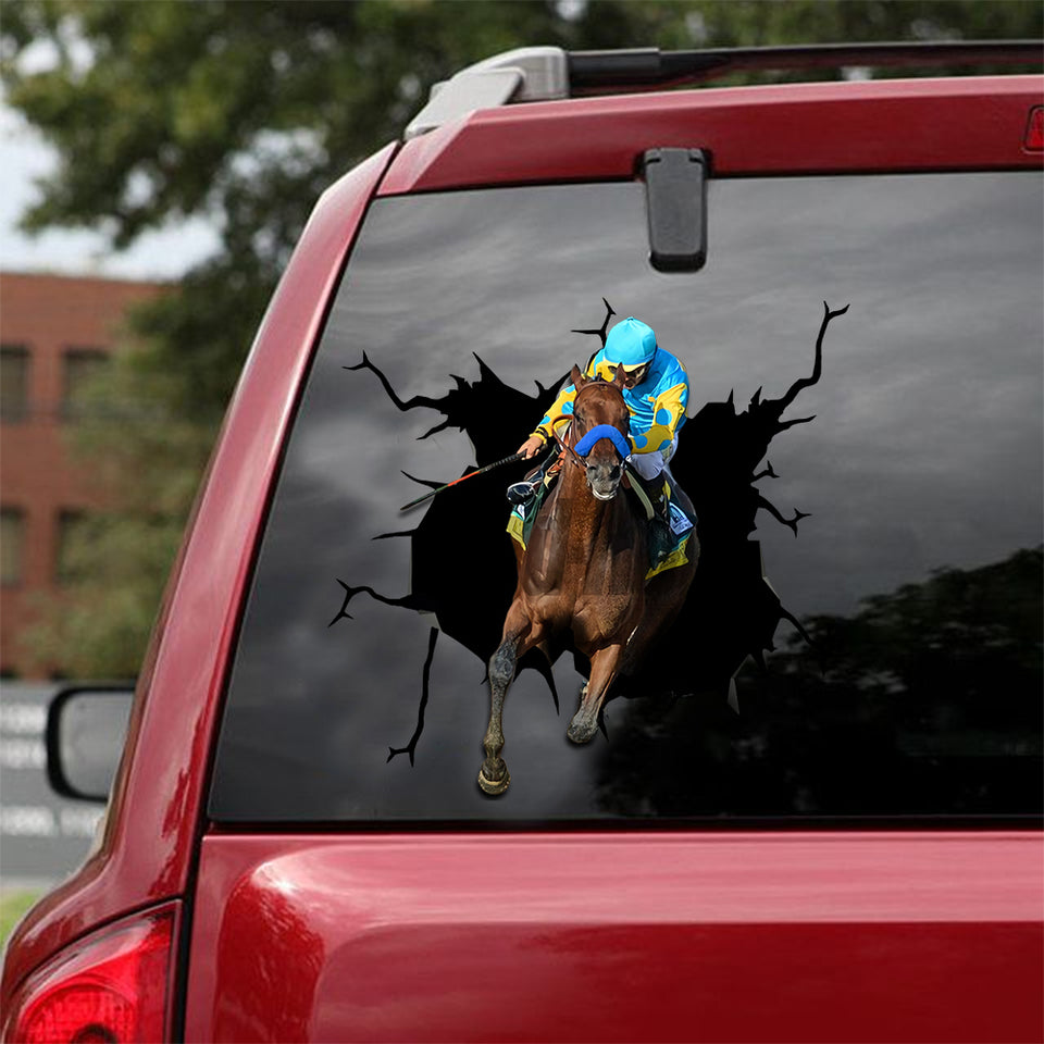 [sk1904-snf-lad]-horse-racing-crack-car-sticker-racing-lover