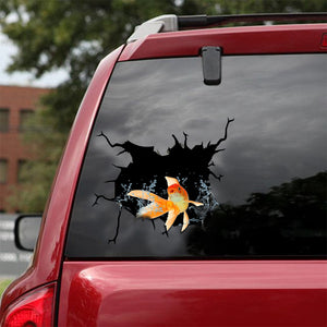 [sk1162-snf-tnt]-goldfish-crack-sticker-animals-lover