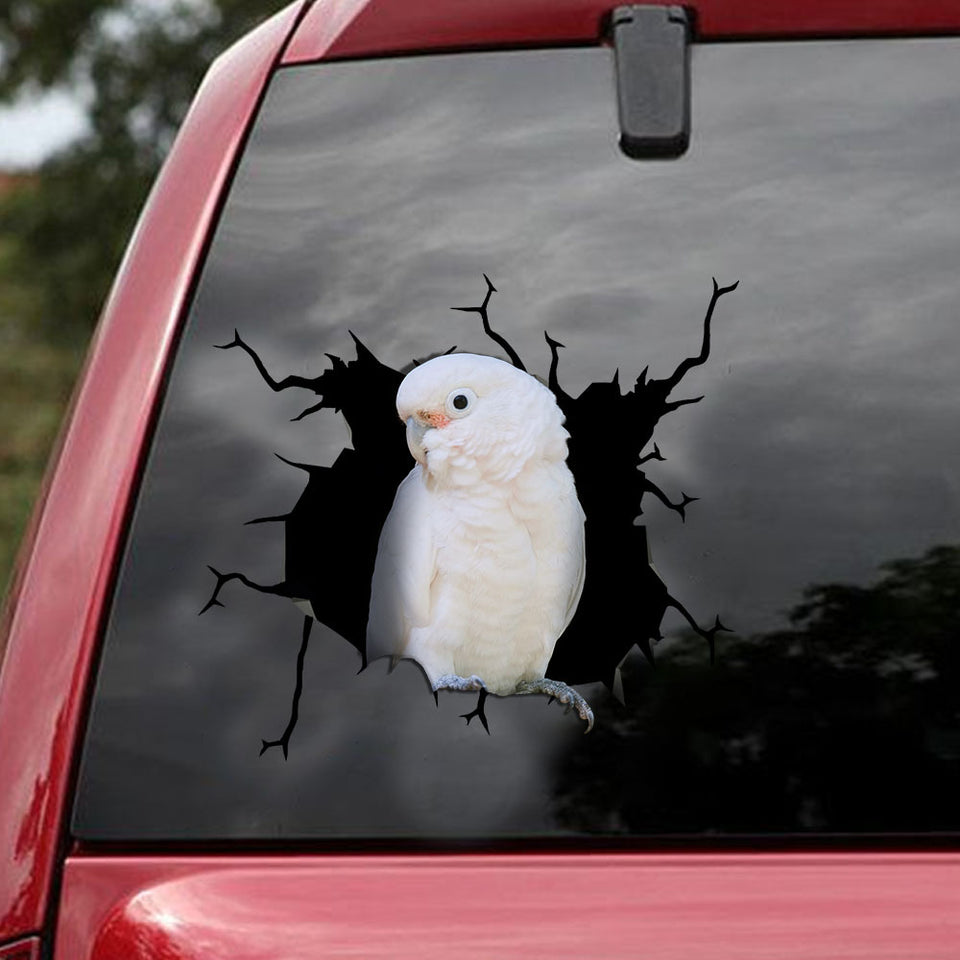 [ld1752-snf-lad]-goffin-cockatoo-crack-car-sticker-bird-lovers