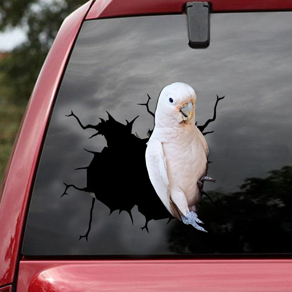 [ld1754-snf-lad]-goffin-cockatoo-crack-car-sticker-bird-lovers