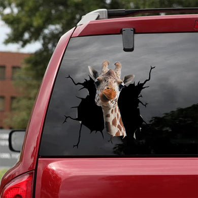 [sk1224-snf-tpa]-giraffe-crack-sticker-animals-lover