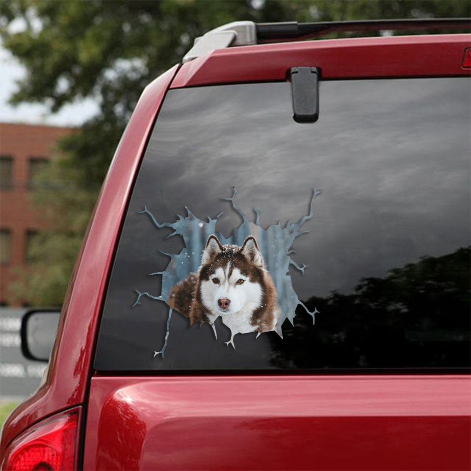 [sk1126-snf-tpa]-husky-crack-car-sticker-dogs-lover