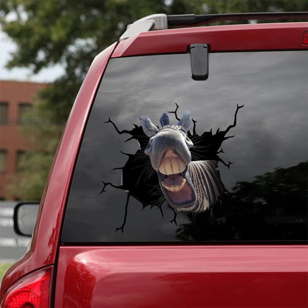 [sk1235-snf-tpa]-funny-zebra-crack-sticker-animals-lover