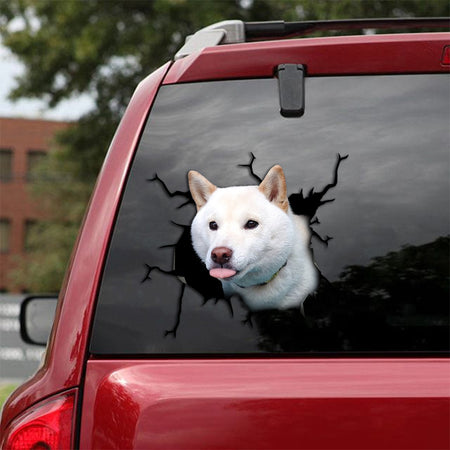 [th0084-snf-tpa]-cream-shiba-crack-car-sticker-dogs-lover