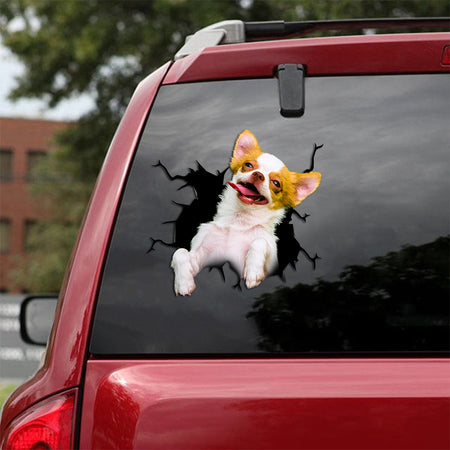 [th0568-snf-tpa]-chihuahua-crack-car-sticker-dogs-lover